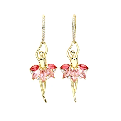 AGP PARIS Womens Diva Ballet Dancer Pink Drop Earrings