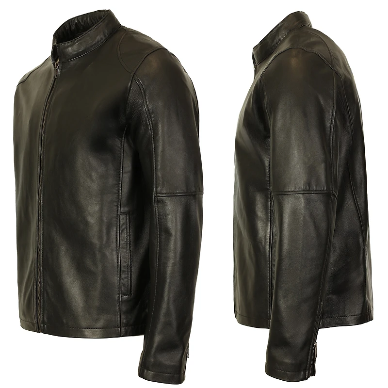Gioberti Men's Sheepskin Classic Style Leather Jacket