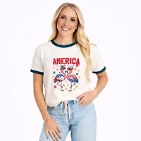Simply Sage Market - America Flamingos Star Women's Ringer Graphic T-Shirt