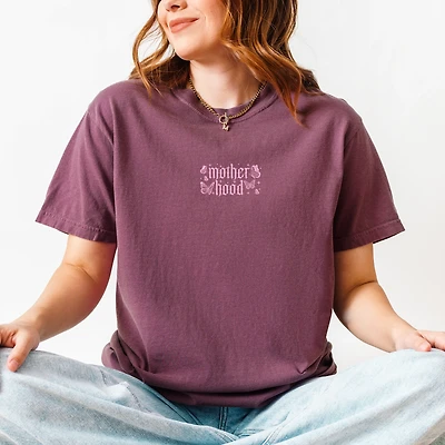 Simply Sage Market Embroidered Motherhood Butterflies - Women's Garment-Dyed Graphic T-Shirt