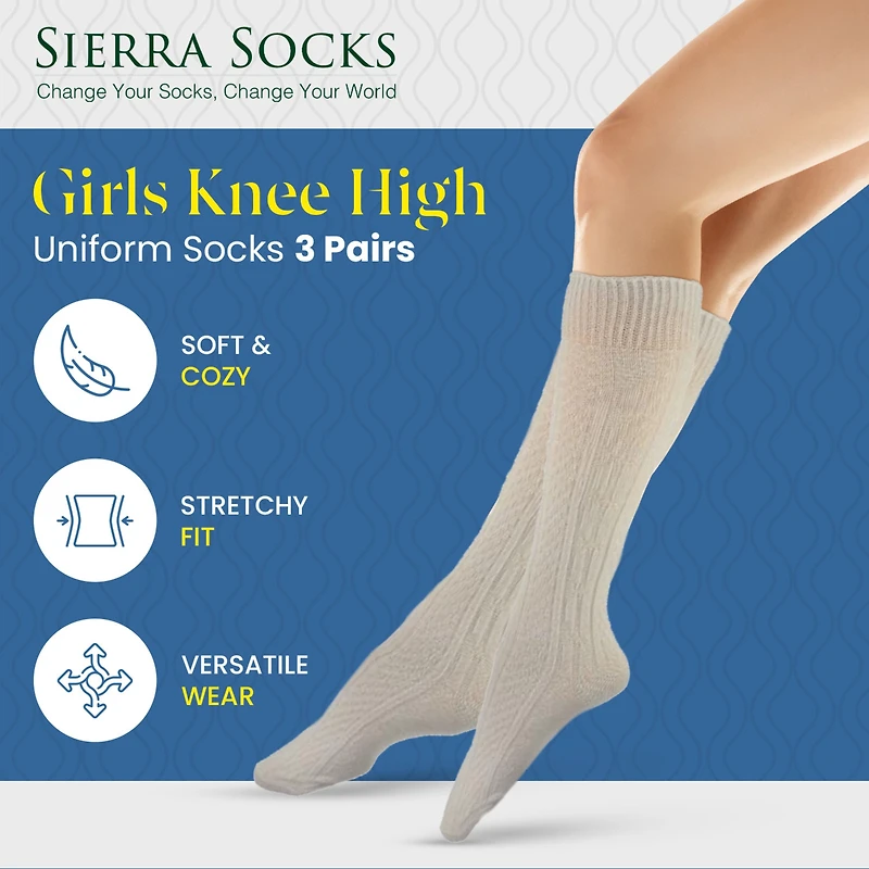 Wear Sierra Women's Knee High School Uniform 3 Pair Pack Socks