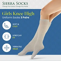 Wear Sierra Women's Knee High School Uniform 3 Pair Pack Socks