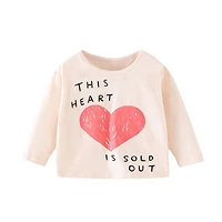 19076 Baby Girl Heart Print Long-Sleeve Crewneck Shirt - Pink