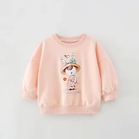 MyKids-USA Baby Girl Cartoon Print Pattern Loose Pullover Round Neck Hoodies