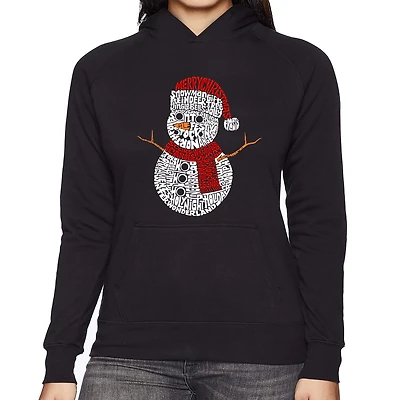 LA Pop Art Christmas Snowman - Women's Word Hooded Sweatshirt