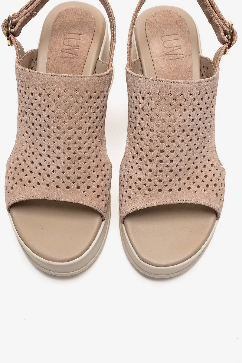 Forever & Always Womens Jadira Leather Wedge Sandals