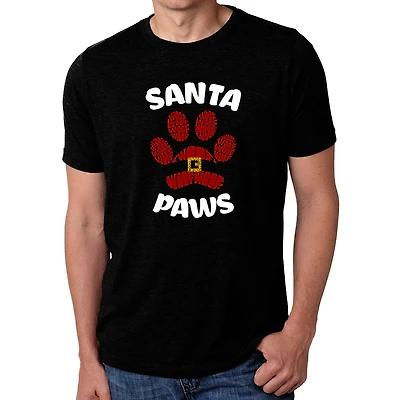 LA Pop Art Men's Cotton-Poly Word T-Shirt - Santa Paws