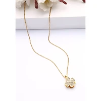 AGP PARIS Womens Golden Clover Sparkle Floral Pendant Necklace