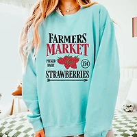 Simply Sage Market - Farmers Strawberries Women's Lightweight Garment Dyed Sweatshirt