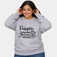 Simply Sage Market - Pumpkin Obsessed Jesus Blessed  Women's Plus Sized Graphic Sweatshirt