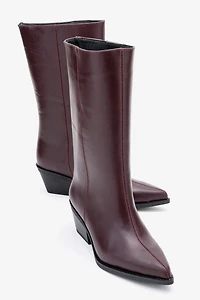 Forever & Always Womens Juana Leather Pointed Toe Boot