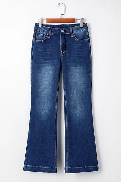 Threaded Pear Women's Samantha Western Stitch Patched Pocket Bootcut Jeans