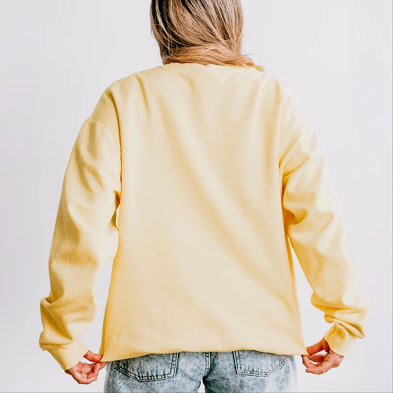 Simply Sage Market - Women's Lightweight Garment Dyed Sweatshirt Game Day Blue Distressed