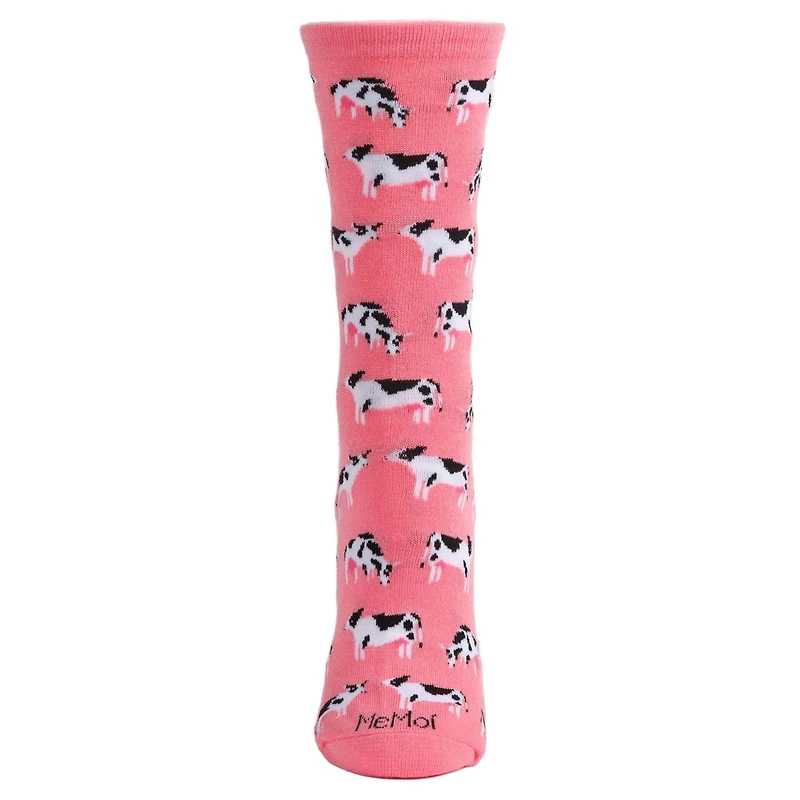 MeMoi Cool Cows Bamboo Blend Crew Socks