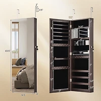 Hivvago 43.5 Inch Jewelry Mirror Cabinet with Full-length and Adjustable Hangers