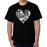 LA Pop Art Men's Graphic T-Shirt - Musical Instrument Heart