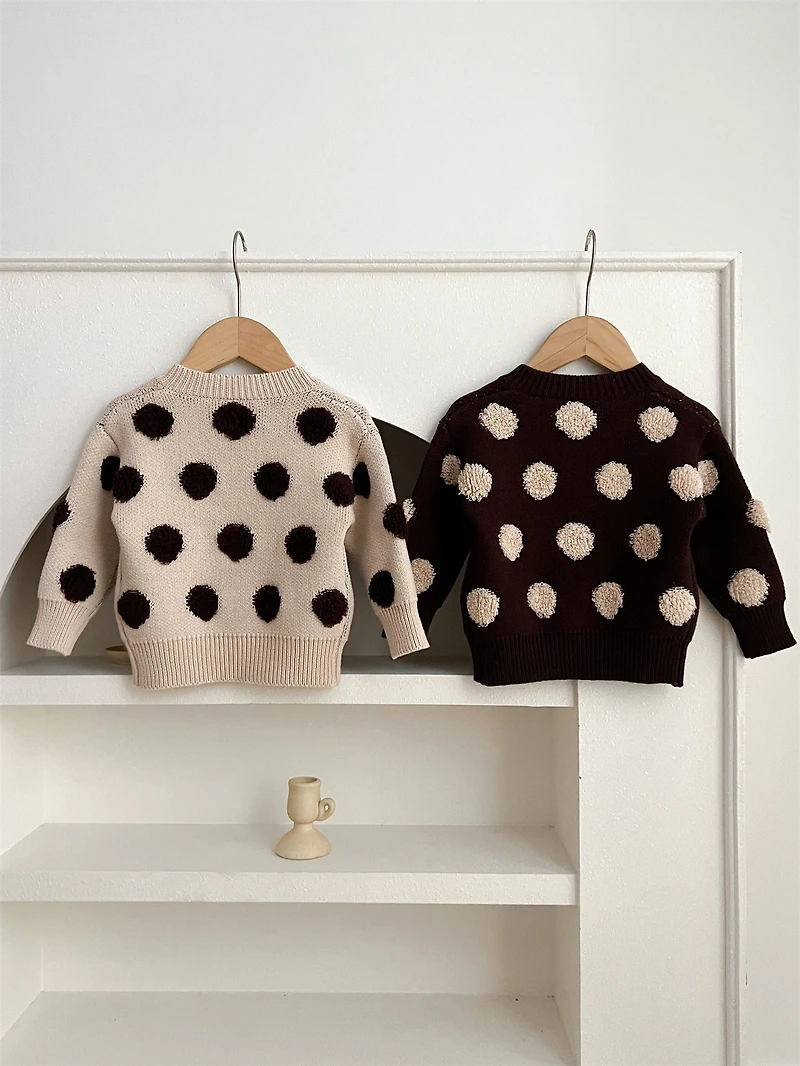 MyKids-USA Children Polka Dot Knitted Cardigan for Spring
