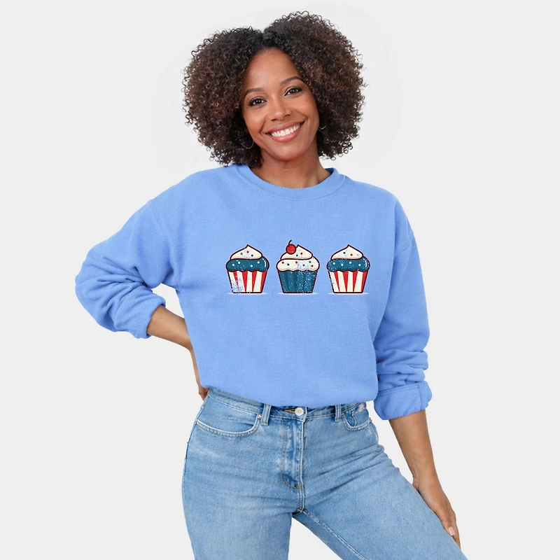 Simply Sage Market - Patriotic Cupcakes Women's Graphic Sweatshirt