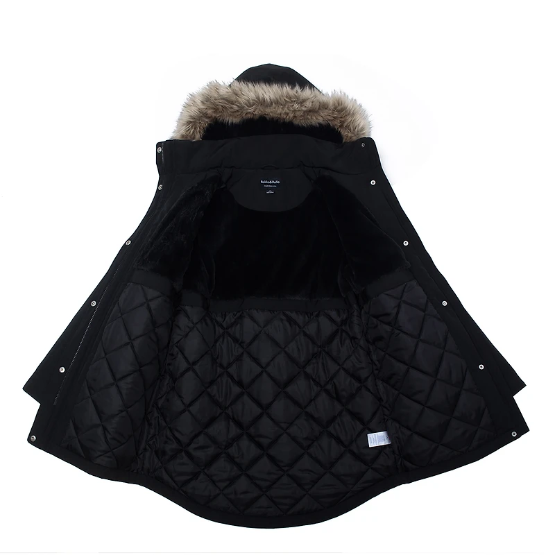 Rokka&Rolla Womens Faux-fur Lined Parka Jacket With Hood