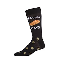MeMoi Men's Funny Pun Happy Challah-Days Novelty Crew Socks