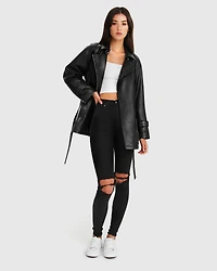 Belle & Bloom BFF Belted Leather Jacket