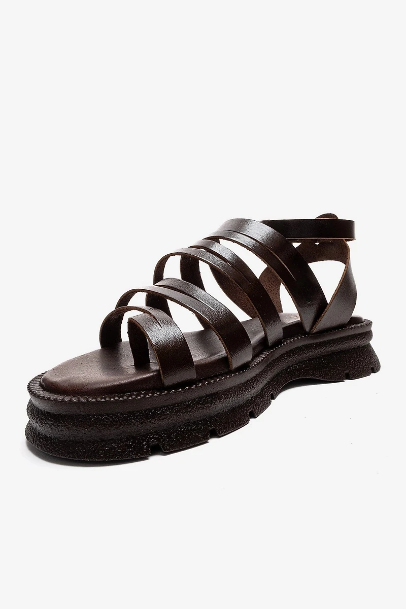 Forever & Always Womens Pelsa Leather Multi Strap Sandals
