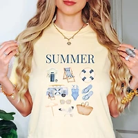 Simply Sage Market - Summer Blue Collage Women's Boxy Crop Top Graphic T-Shirt