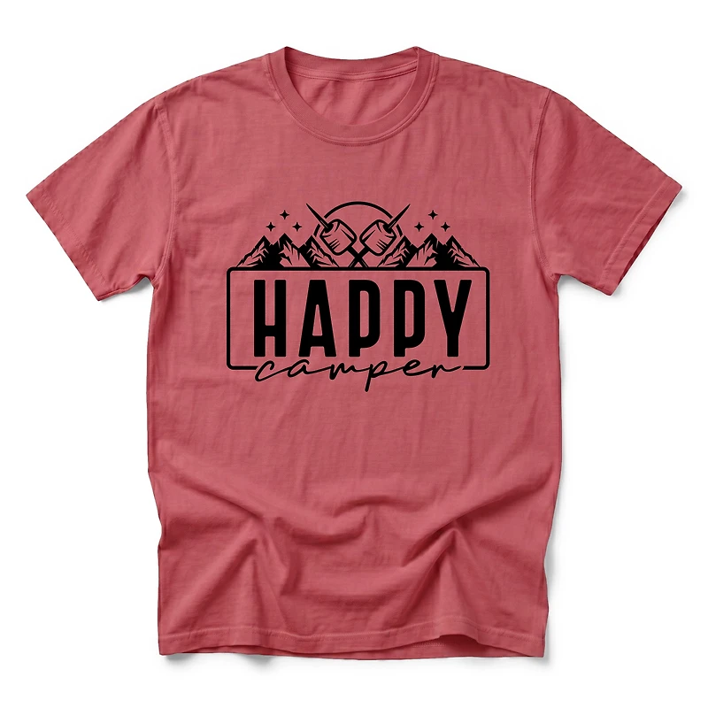Simply Sage Market - Happy Camper Mountains and Smores Men's Garment Dyed Graphic T-Shirt
