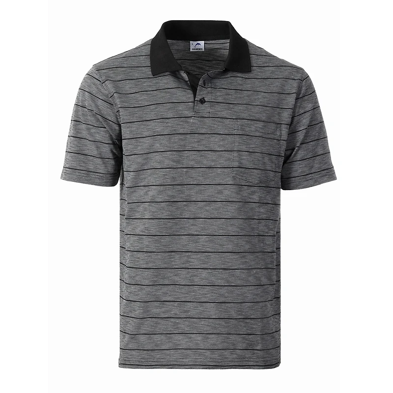 Gioberti Men's Regular Fit Yarn Dye Striped Short Sleeve Polo Shirt With Pocket