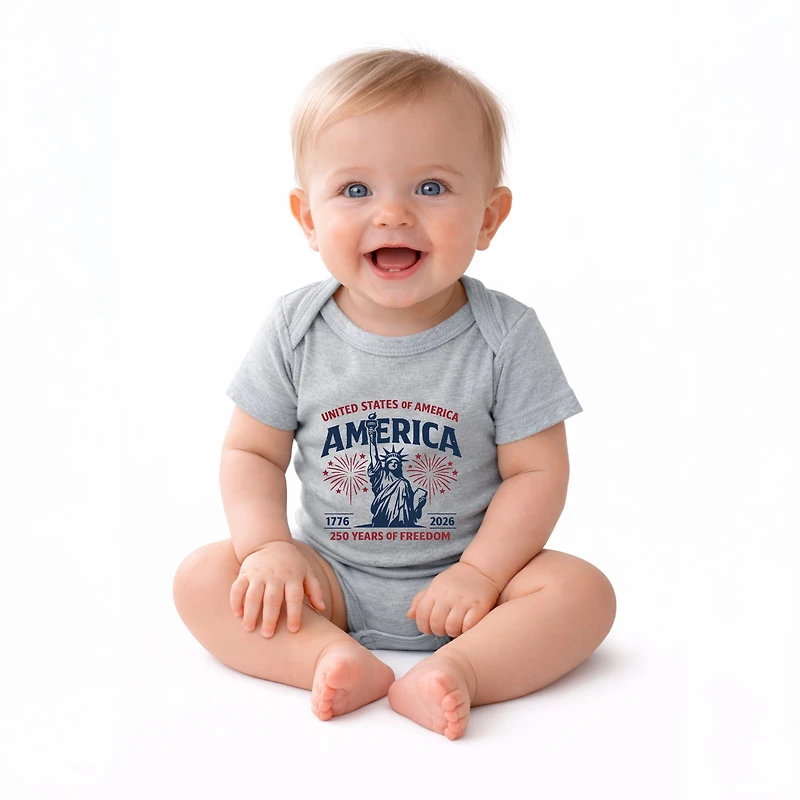 The Juniper Shop - America Statue of Liberty 250 Years Baby Short Sleeve Graphic Bodysuit