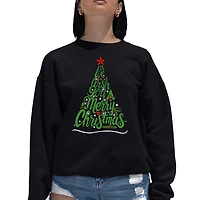 LA Pop Art We Wish You A Merry Christmas - Women's Word Crewneck Sweatshirt