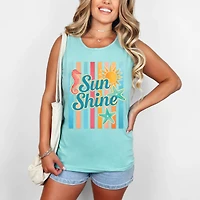 Simply Sage Market Sunshine Seahorse Stripes Women's Garment-Dyed Graphic Tank Top