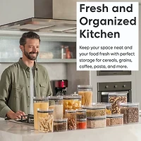 OU Airtight Food Storage Container 9.7cup BPA Free Clear Plastic Container w/ Leak Proof Lid Stackable Pantry Organizer