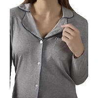 MeMoi Women's Notch Collar Cotton Blend Pant Pajama Set