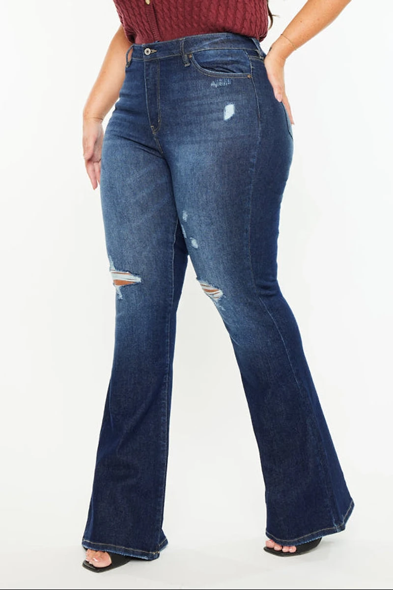 Kancan Women's Plus High Rise Flare Jeans Solange