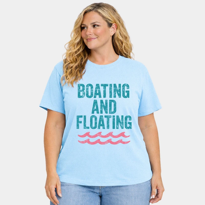 Simply Sage Market - Boating And Floating Distressed Women's Plus Sized Garment Dyed Graphic T-Shirt