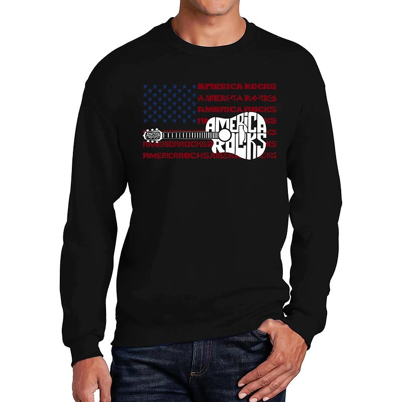 LA Pop Art America Rocks - Men's Word Crew Sweatshirt