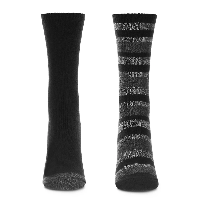 MeMoi Women's 2 Pair Pack Multi Stripes Buttersoft Crew Socks