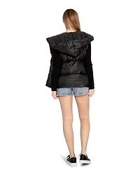 Belle & Bloom Womens Over My Head Hooded Puffer Vest