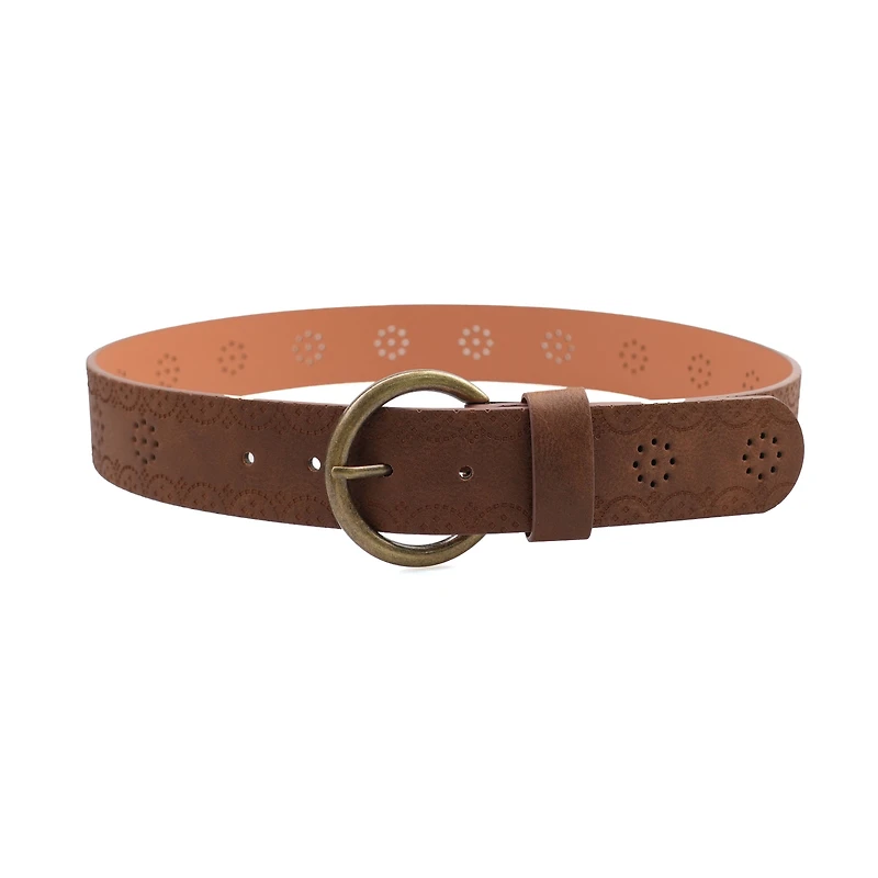 AGP PARIS Brown Round Buckle Women's Belt