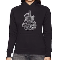 LA Pop Art Languages Guitar - Women's Word Hooded Sweatshirt