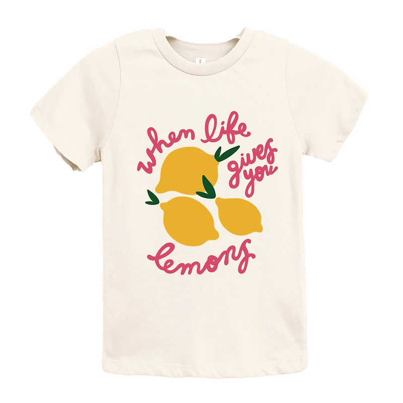 The Juniper Shop - When Life Gives You Lemons Cursive Youth Short Sleeve Graphic T-Shirt