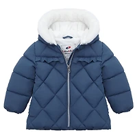 Rokka&Rolla Baby Girls Soft Mini Fur Lining Hooded Puffer Jacket