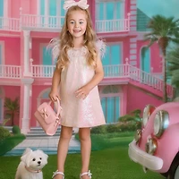 Faeella Girls Iridescent Stardust Pink Sequin Birthday Dress