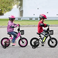 SUGIFT Black Front Basket Training Wheels and Dual Brakes Kids 14 Inch Bike