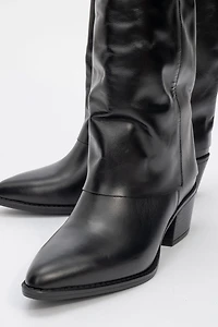 Forever & Always Womens Teodora Leather Block Heel Boots