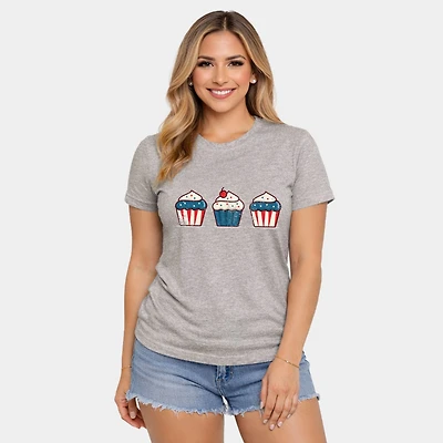 Simply Sage Market - Patriotic Cupcakes Women's Short Sleeve Graphic T-Shirt