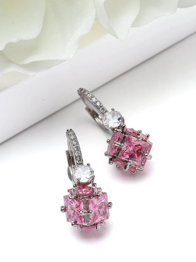 AGP PARIS Womens Crystal Orb Hoop Earrings