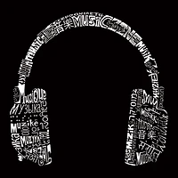 LA Pop Art Headphones Music Languages - Men's Word Crew Sweatshirt