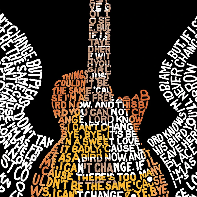 LA Pop Art Men's Cotton/Poly Blend Word T-Shirt - LYRICS TO FREEBIRD
